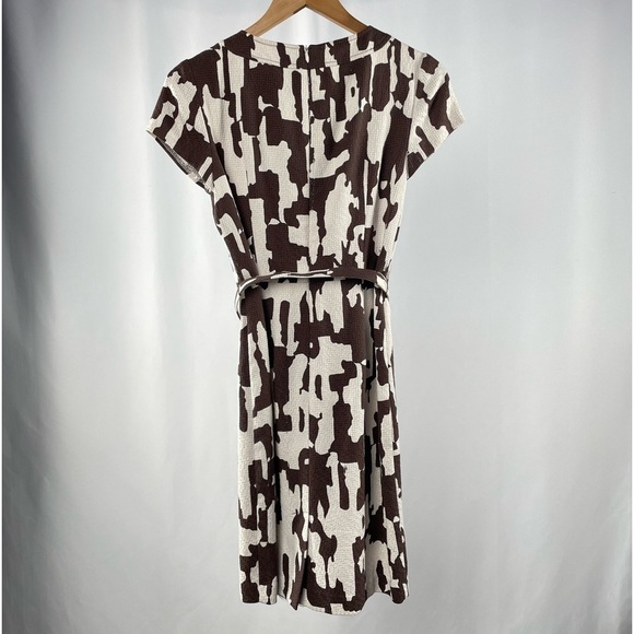 Trina Turk Cap‎ Sleeve Animal Print Belted Sheath Dress in Brown Cream Size 2 - Picture 3 of 4